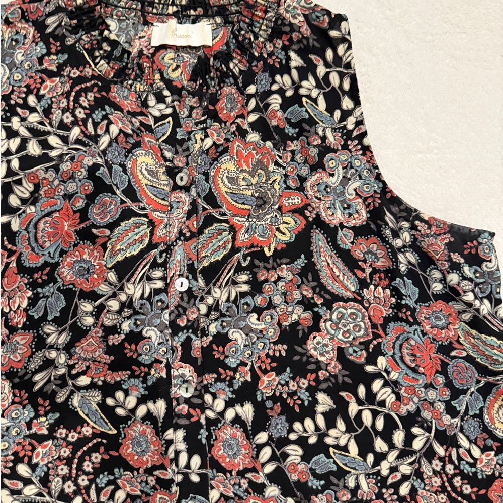 Braeve Sleeveless Floral Top Medium Lightweight Boho Casual Summer sleeveless - Picture 3 of 16